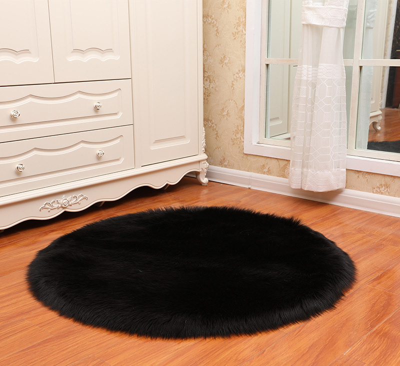 Round Soft Faux Sheepskin Fur Area Rugs - Image 2